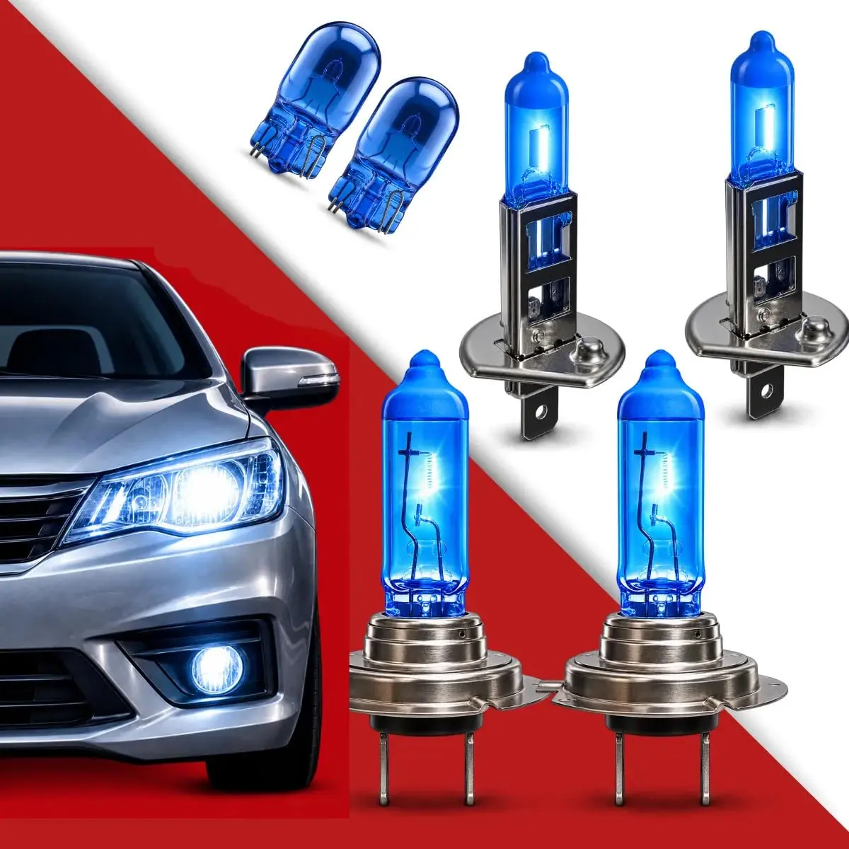 Kit 6 Lampada Super Branca 8500k Farol Baixo Alto H7 H1 T10