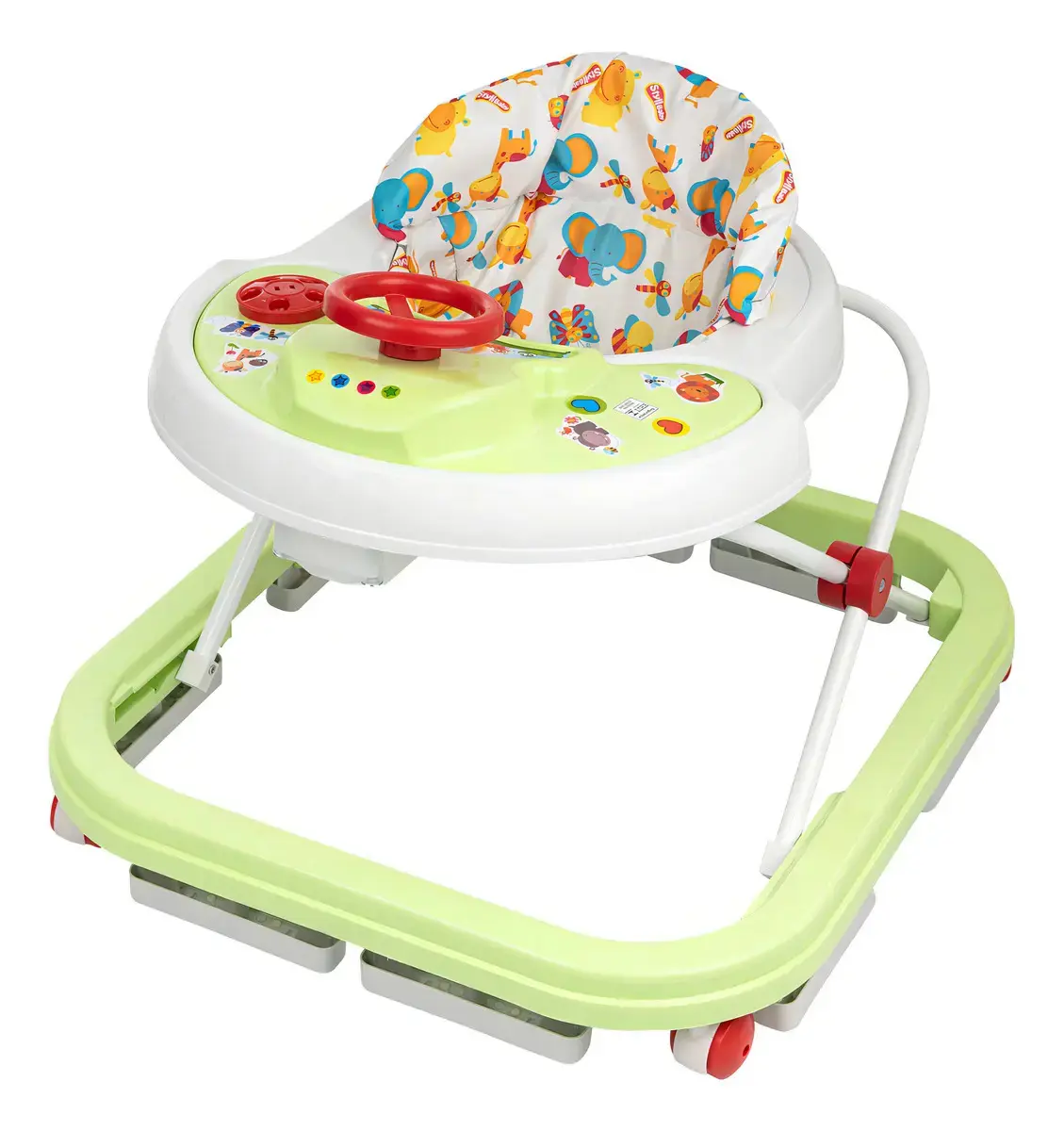 Andador Musical Infantil Verde Bebê Angel Baby com Som e Bandeja Removível
