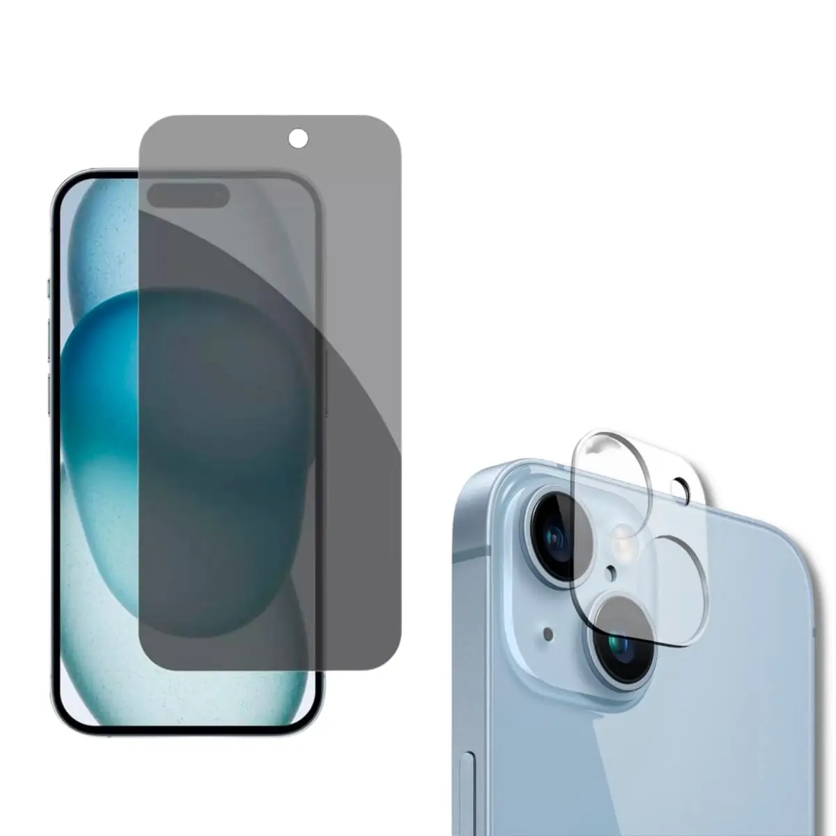 Película De Vidro Privacidade 3D Anti Spy Tela Toda Para iPhone + Película Lente de Câmera (iPhone 15)