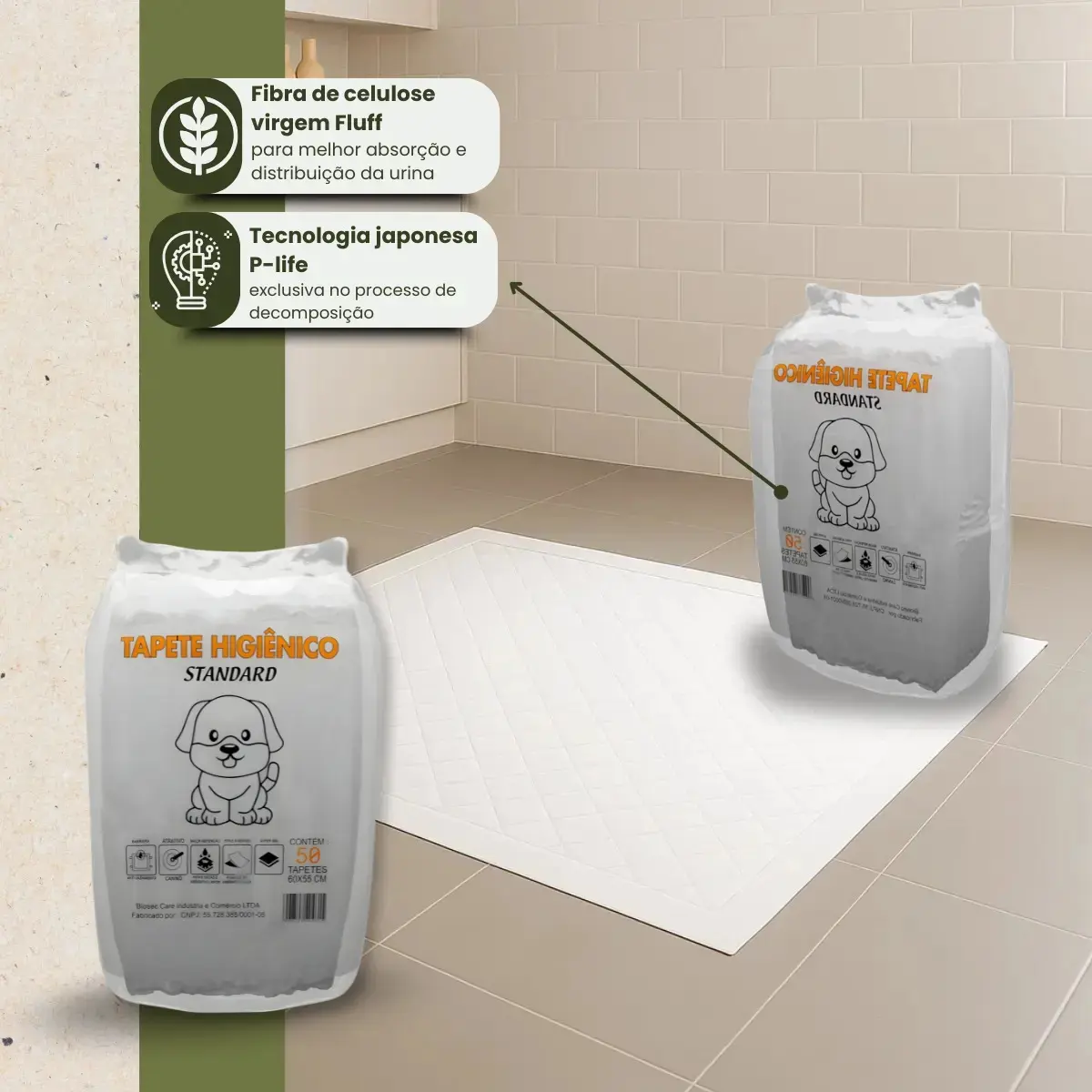 Tapete Higiênico para Cachorro 50 Unidades 60x55cm com Gel Absorvente Fralda Manta Pet Cão Com Fitas Adesivas Anti Odor Atrativo Canino thumbnail 7