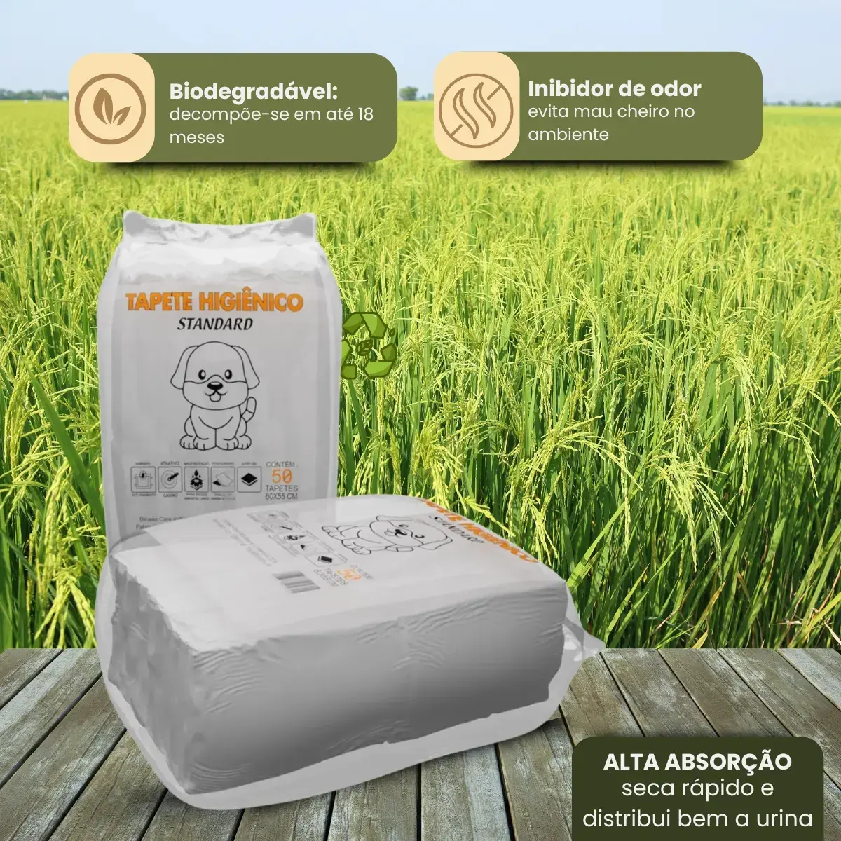 Tapete Higiênico para Cachorro 50 Unidades 60x55cm com Gel Absorvente Fralda Manta Pet Cão Com Fitas Adesivas Anti Odor Atrativo Canino thumbnail 8