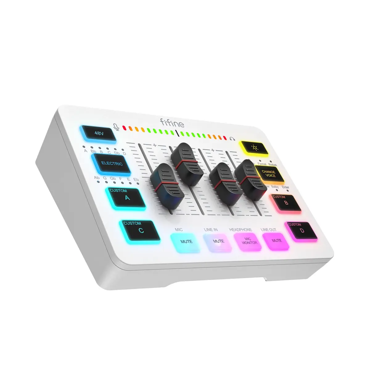 Mixer USB FIFINE para Jogos com 4 Canais/Interface de Microfone XLR/RGB, Mixer de Som para Streaming de Jogos e Podcast AmpliGame SC3W