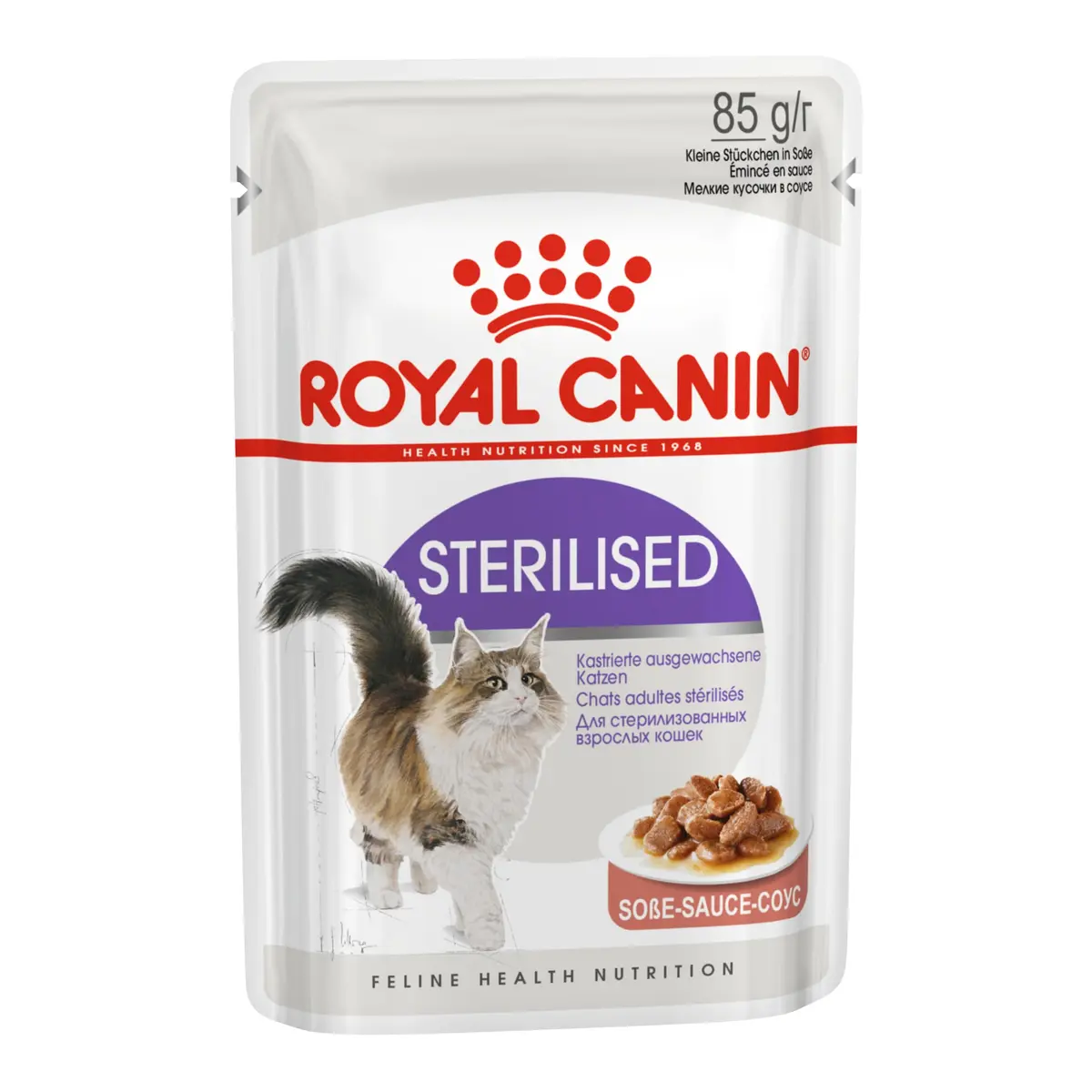 Ração Úmida Gatos Royal Canin Feline Sterilised 85g Cx 12Un | Suporta vitalidade, controle de peso e saúde renal