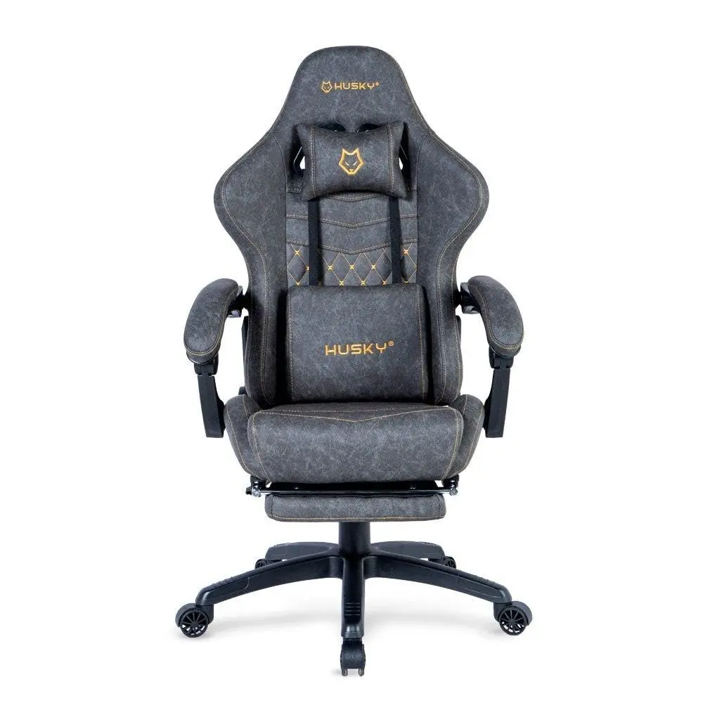 Cadeira Gamer Husky Tempest 700, Até 145kg, Almofadas, Reclinável 150º, PU, Descanso para Pés, Cinza - HCG700CZ