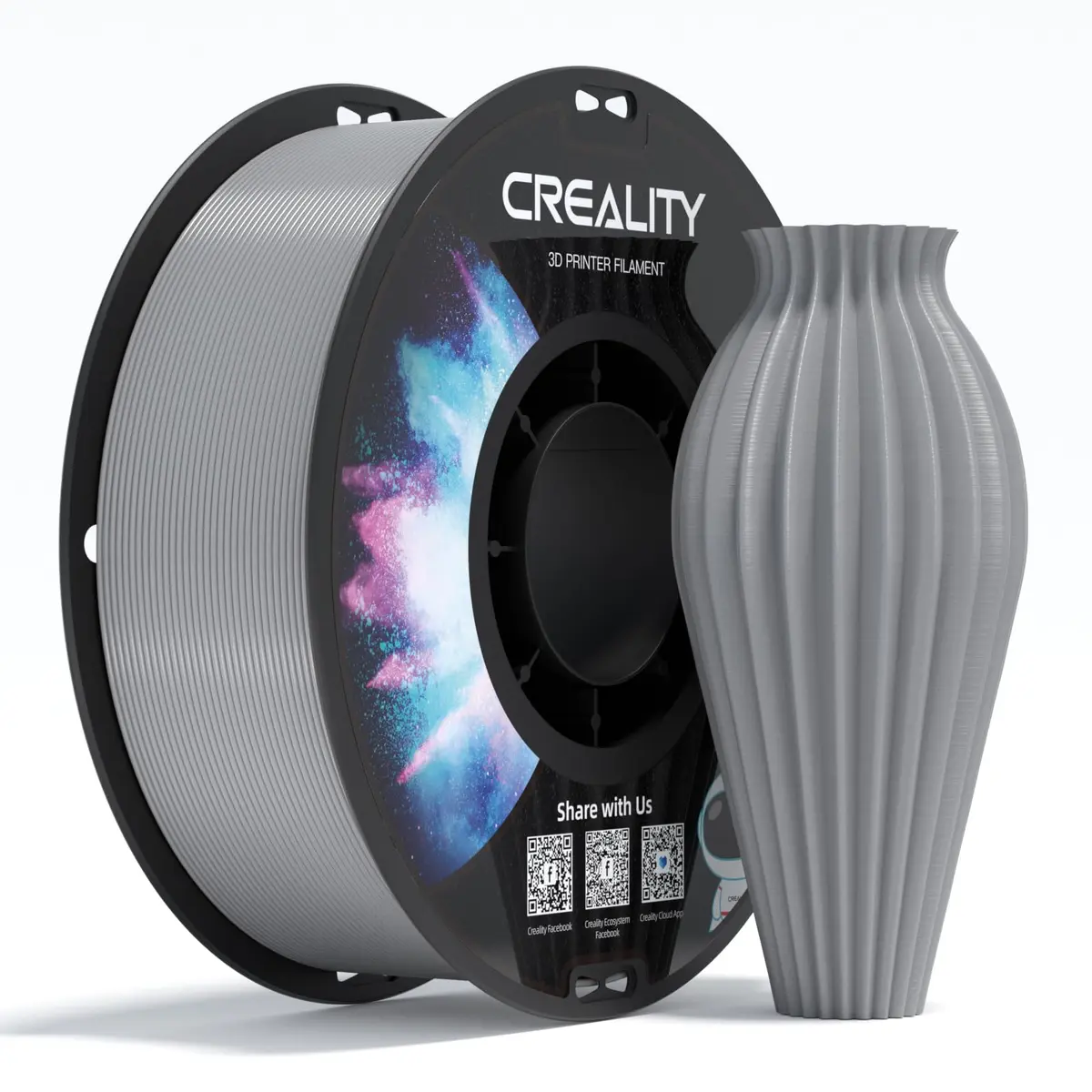 Creality Filamento PETG 1,75, filamento de impressora 3D, excelente dureza, alta precisão, inodoro, não tóxico, à prova de umidade, filamento de impressão 3D brilhante de 1 kg para impressora 3D