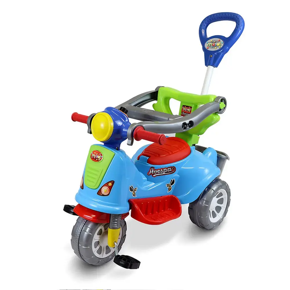 Triciclo Infantil Kids Avespa Carrinho De Passeio Com Empurrador Colorido - 1