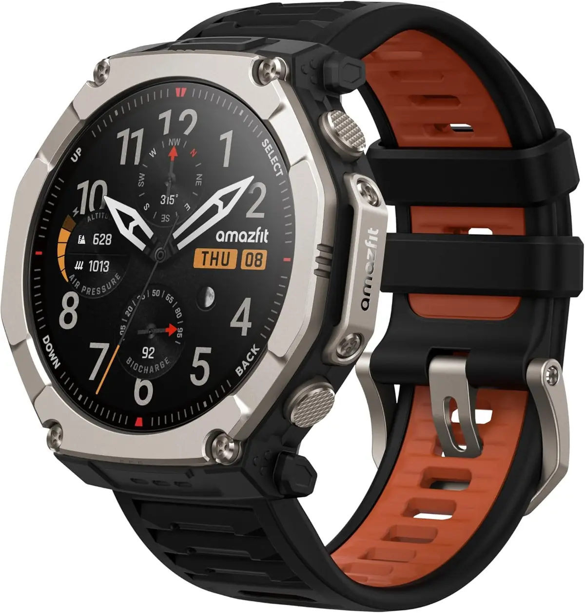 Amazfit T-Rex Ultra 2 Smartwatch, 51 mm, AMOLED de safira de 1,5", bateria 30 dias, mapas offline, resistência 10 ATM, 180 modalidades esportivas para Android e iOS_Preto