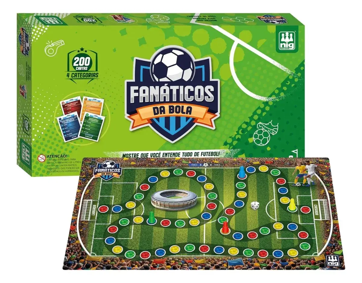 Jogo Tabuleiro Fanáticos Da Bola NIG Brinquedos 1145 para +8 anos