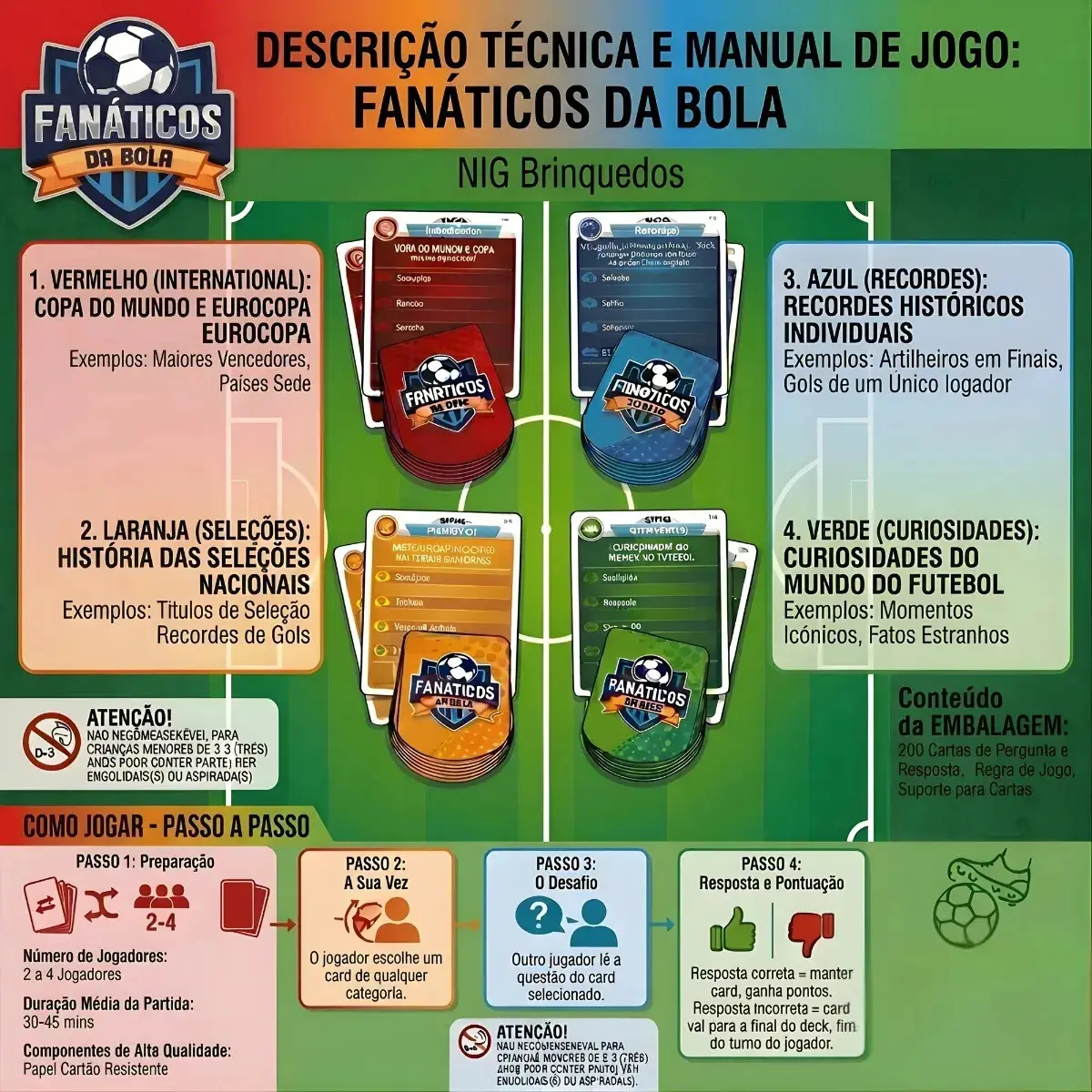 Jogo Tabuleiro Fanáticos Da Bola NIG Brinquedos 1145 para +8 anos thumbnail 7