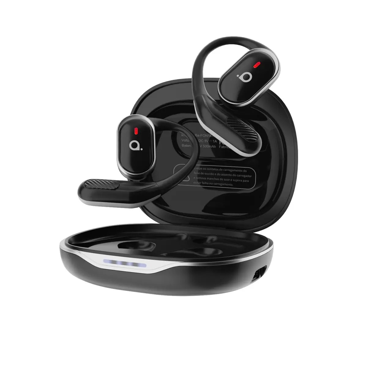Fone De Ouvido Bluetooth Esportes, Basike T6, IPX5/OWS Fone de Ouvido Aberto Estéreo Hi-Fi, Suporta Chamadas de Voz, 60 Horas em Standby Para Corrida e Exercícios ao Ar Livre (Preto)