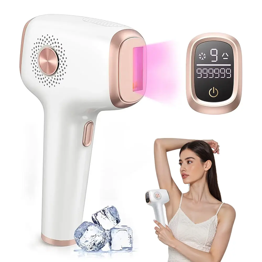 Remoção de pelos IPL com função de cuidados com resfriamento de gelo para mulheres permanentes, 9999,999 flashes Dispositivo removedor de pelos IPL indolor - 1