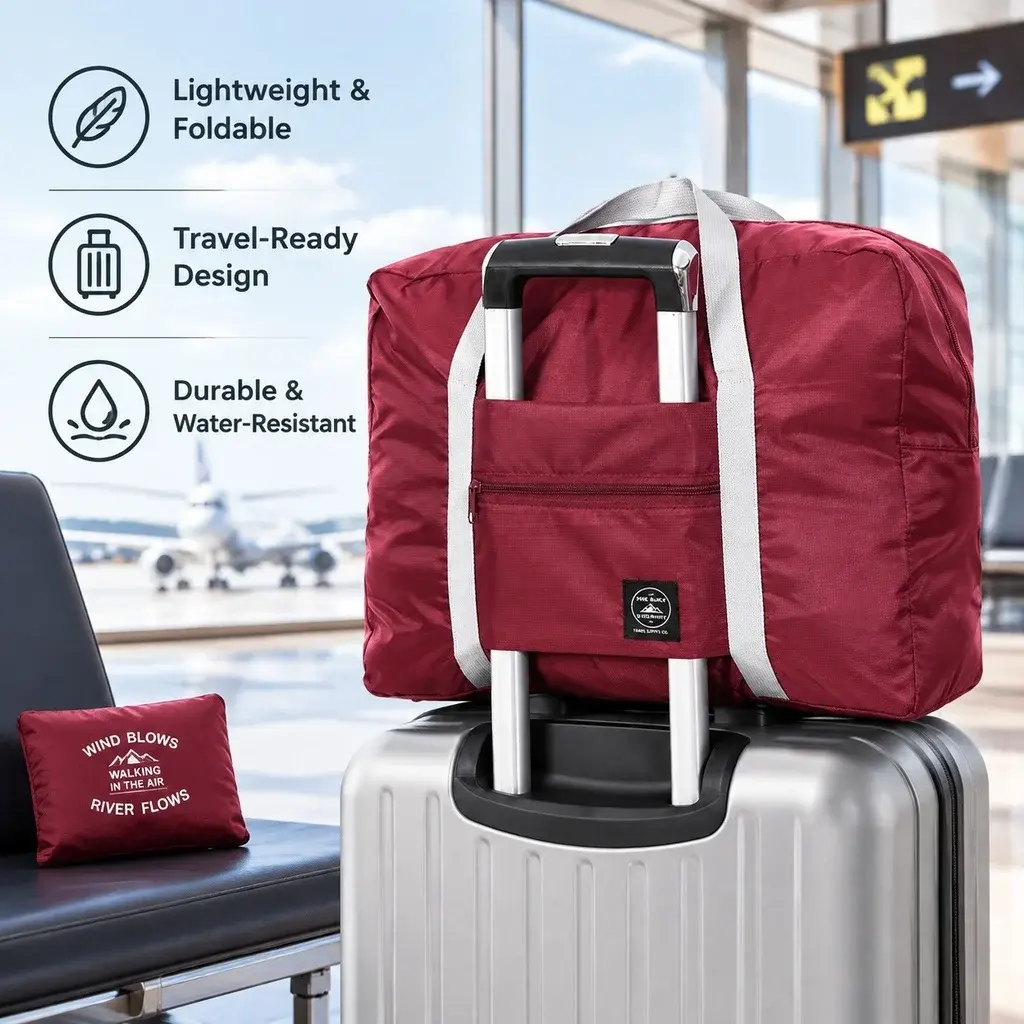 Bolsa de Viagem Dobrável para Companhias Aéreas, Bagagem de Mão para Mulheres e Meninas, Leve, Grande Capacidade, para Viagens Esportivas e Fins de Semana - 1