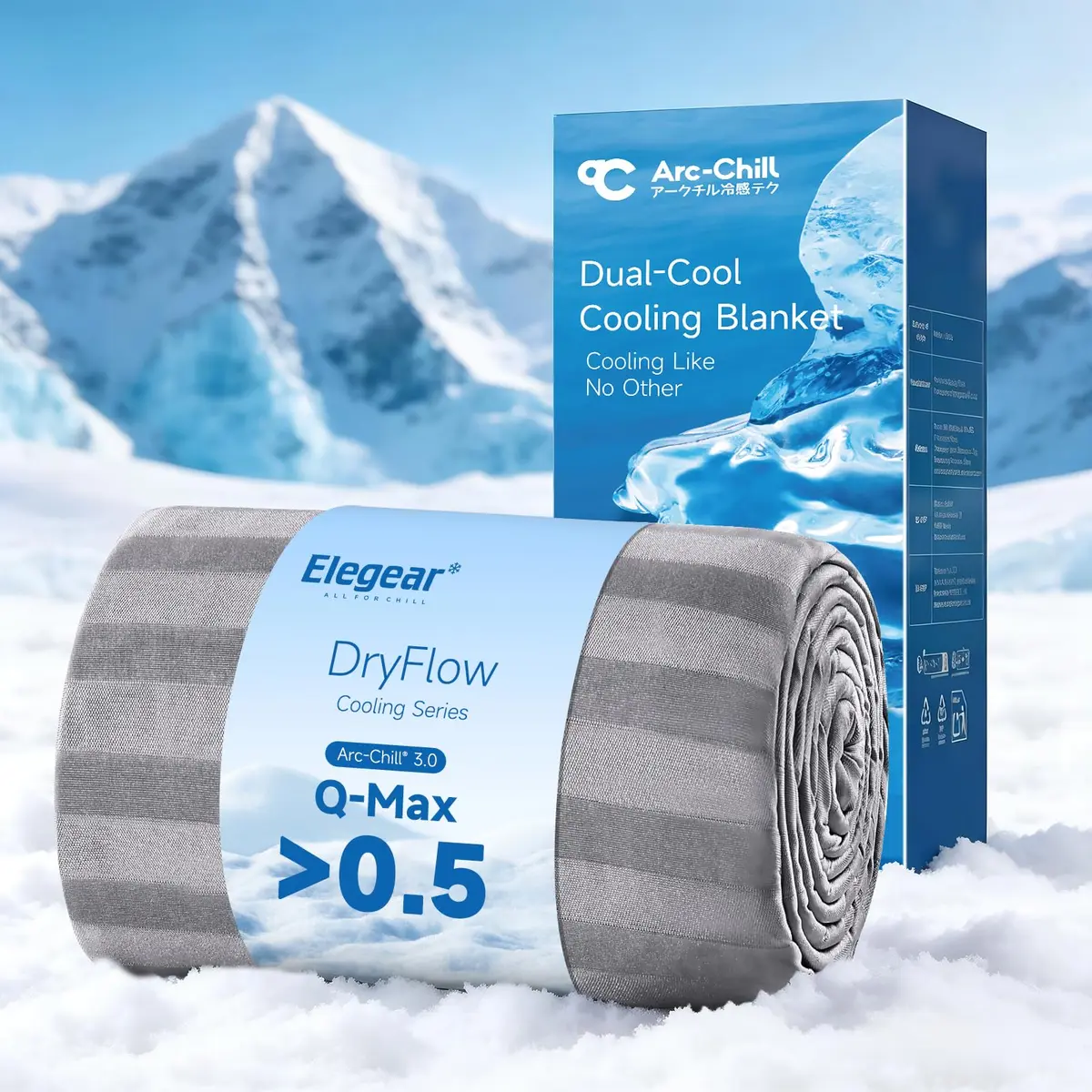 Cobertor Elegear refrescante King, com fibra dupla face Arc-Chill Q-Max > 0,5, absorve o calor para manter o corpo fresco durante o suor noturno, leve para o verão, 228 x 274 cm - 1