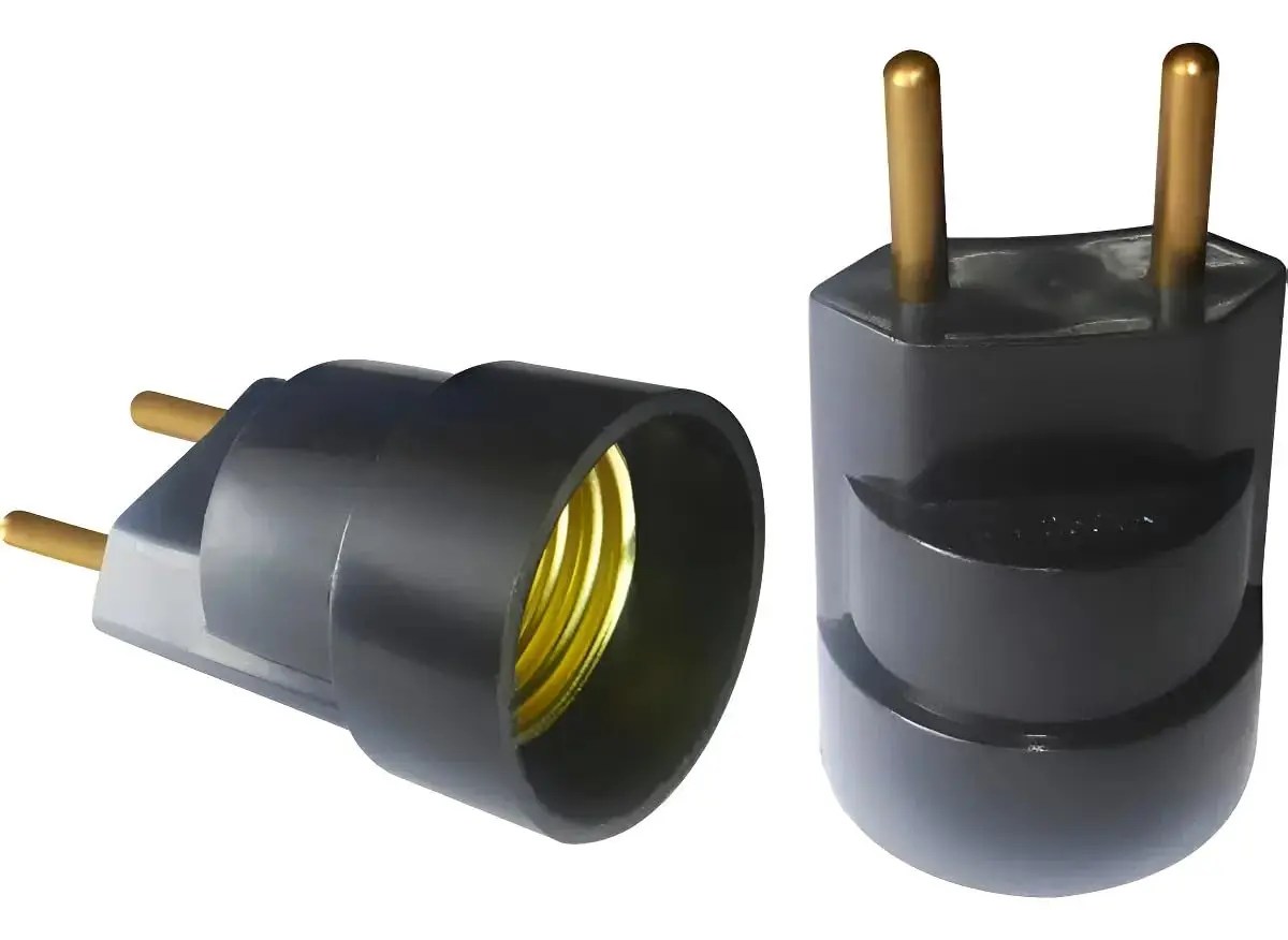 Kit 2 Soquetes Bocais de Lâmpada E27 com Plugue Pino para Tomada Bivolt | Basta Colocar Na Tomada