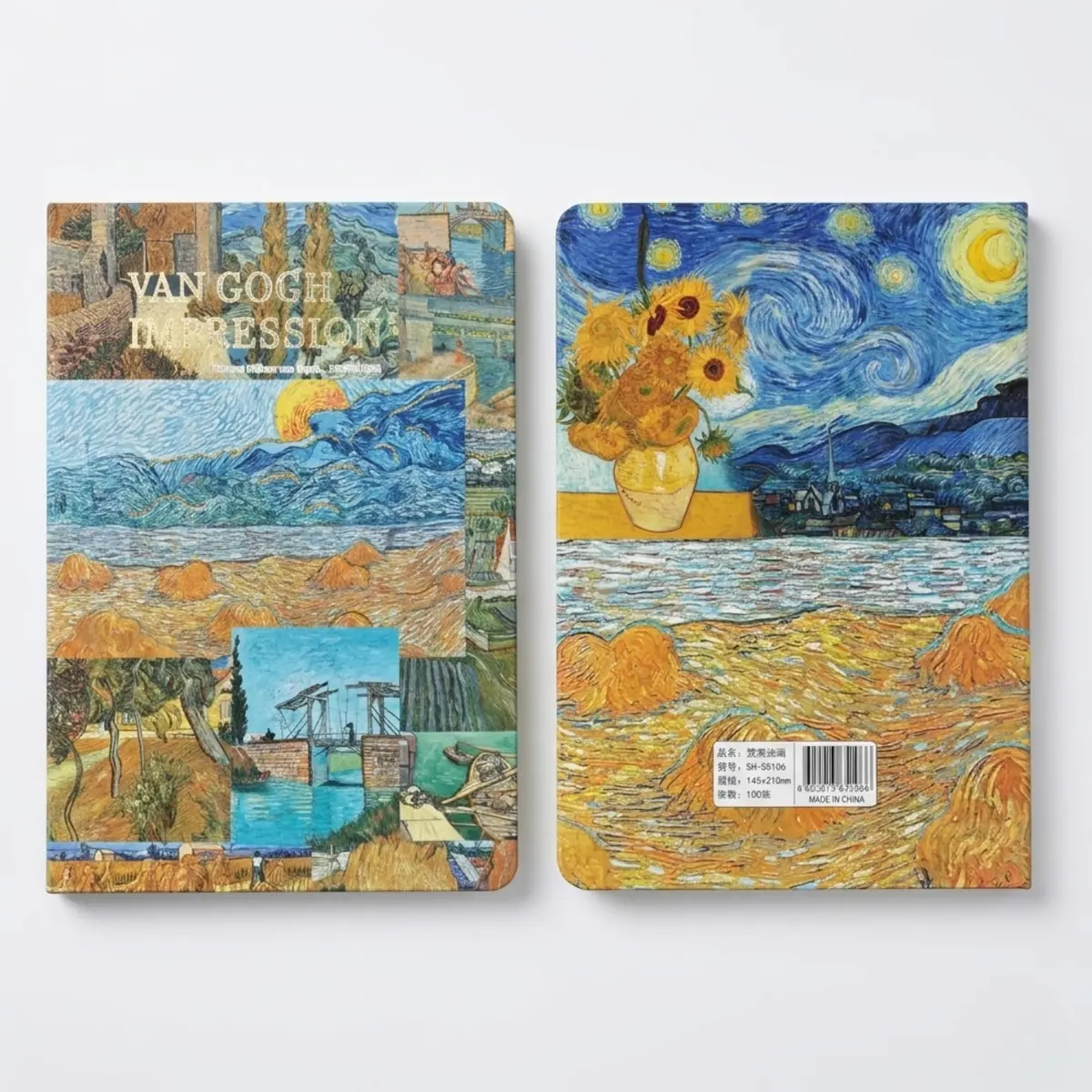 Caderno A5 Capa Dura 100 Folhas 80g Van Gogh Presente Criativo Premium (Praia) - 1