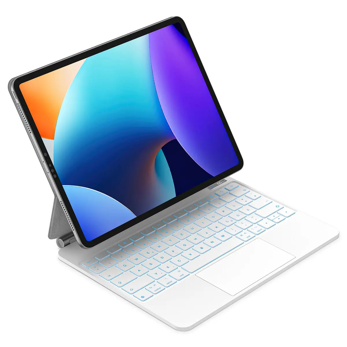 Capa com Teclado para iPad Air 13 Polegadas M4 2026/M3 2025/M2 2024/iPad Pro 12,9 Polegadas, Design Magnético Flutuante com Trackpad, Teclado Retroiluminado para iPad Pro 12,9" (2018-2022), Branco