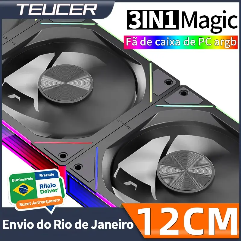 Teucer JM-5 Caso ventilador PC Argb Light CD Textura 12cm 3in1 PWM sem barulho 800-2000rpm Radador resfriamento água Ventilador