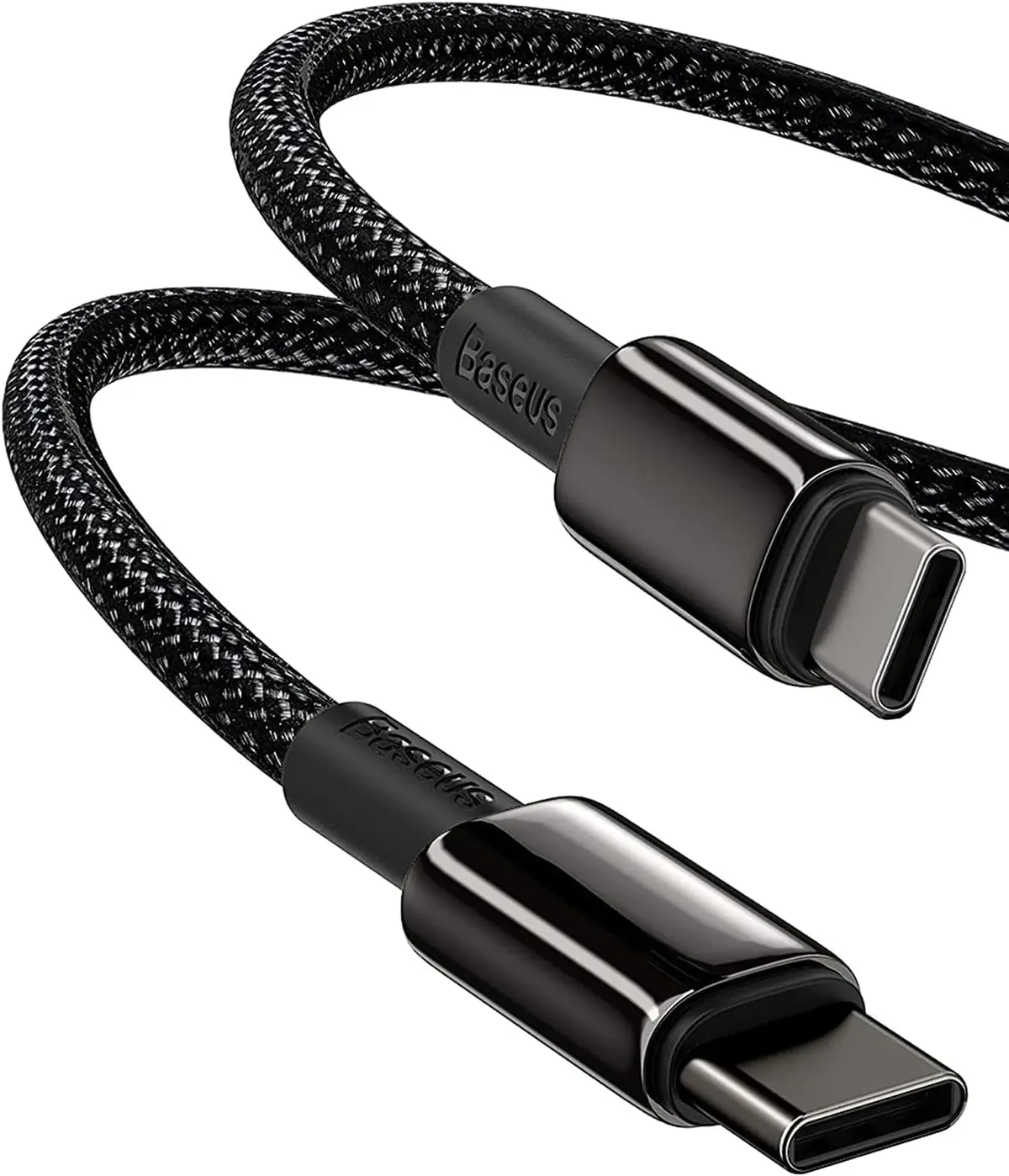 Baseus Cabo USB C, 100W PD 5A QC 4.0 de carregamento rápido, cabo USB C para USB C, cabo carregador USB tipo C trançado de liga de zinco para iPhone 16 15 Pro Plus Pro Max, MacBook, iPad Pro, Samsung - 1
