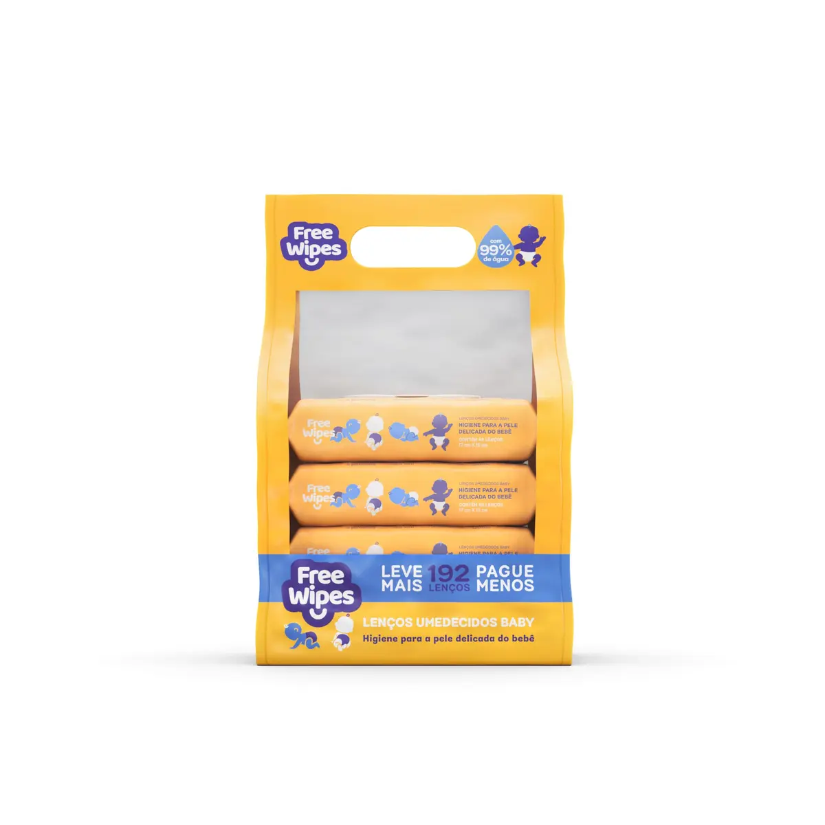 Free Wipes Baby Pack Com 4 Unidades | Higiene para a pele delicada do bebê - 1