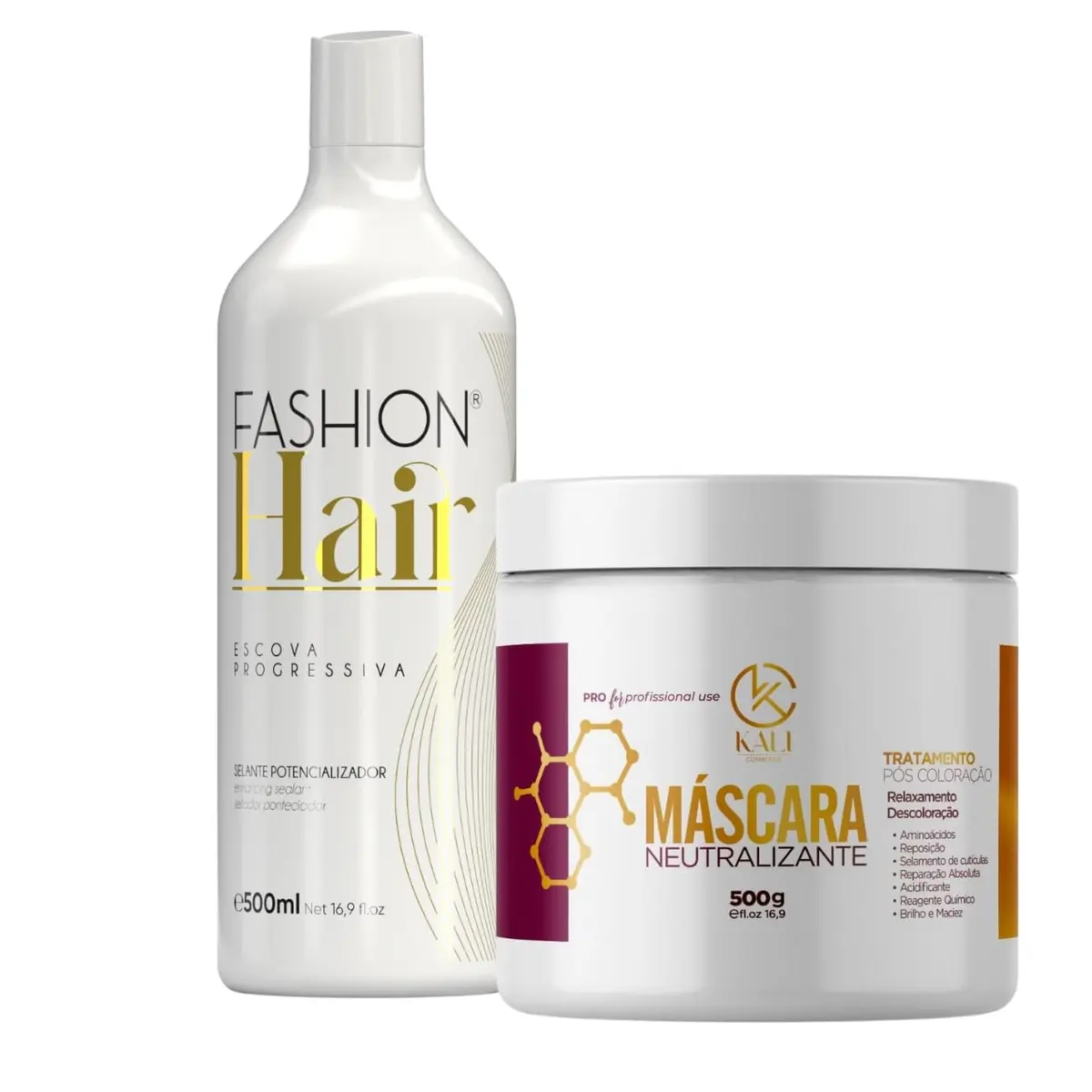 Kit Escova Progressiva Fashion Hair 500ml + Mascara Neutralizante 500g
