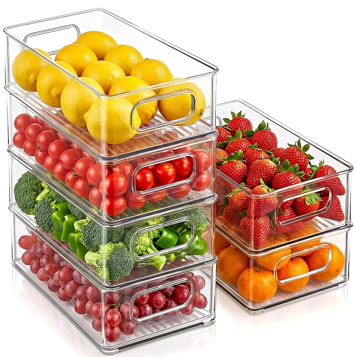 Kit 6 Organizadores Geladeira Armário Despensa Lavanderia Multiuso Empilháveis Modular