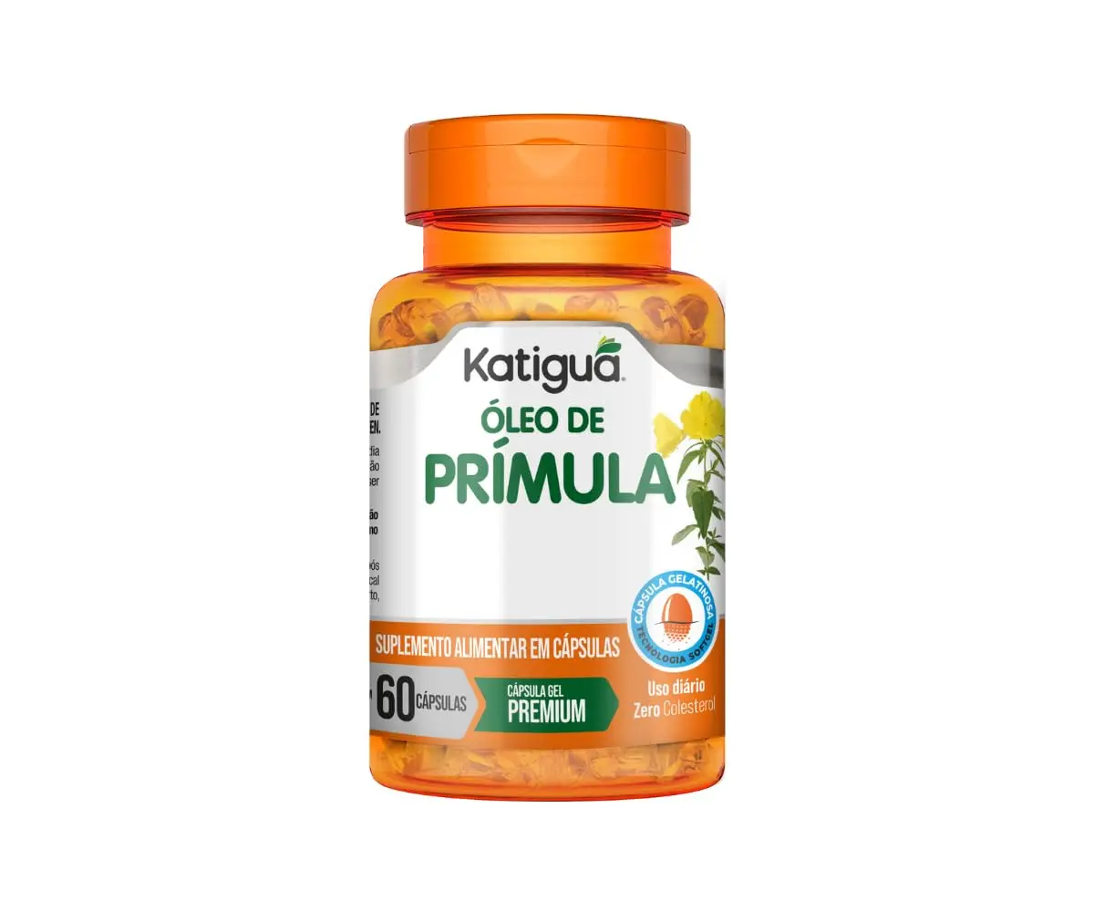Katiguá, Óleo de Prímula Max, Óleo de Borragem, Gergelim de Trigo, Vitamina E, Sem sabor, Para Mulheres, 60 Cápsulas Soft Gel • 30 doses, Laranja - 1
