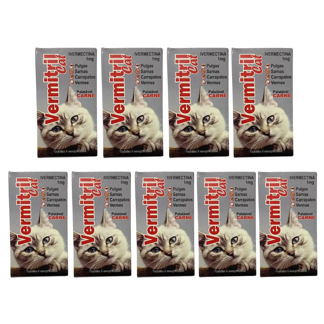 Vermitril Gatos - Anti Pulgas, Carrapatos, Vermes, Sarnas 36 Comprimidos mastigáveis