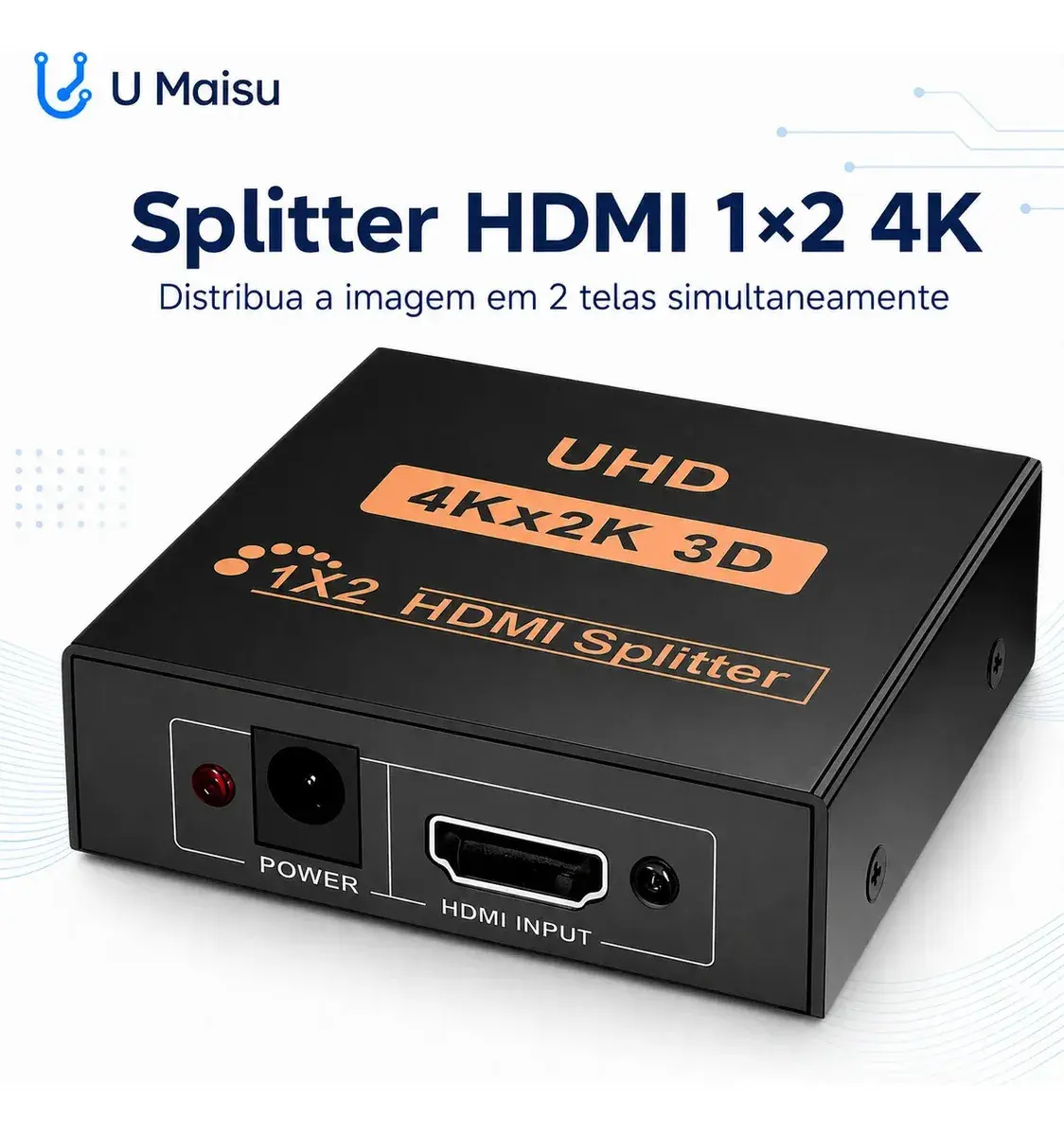 Splitter HDMI GMA Soluções 1x2 4K Ultra HD Duplicador de Tela HDR Dolby Atmos - 1