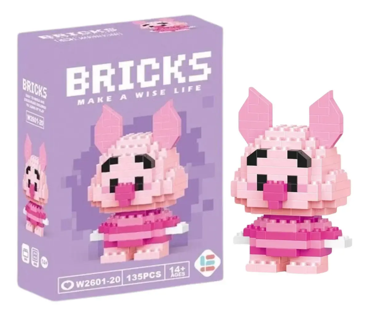 Brinquedo Bloco De Montar Personagens Desenho Animado Quantidade De Peças 135 Versão Do Personagem Leitão - 1
