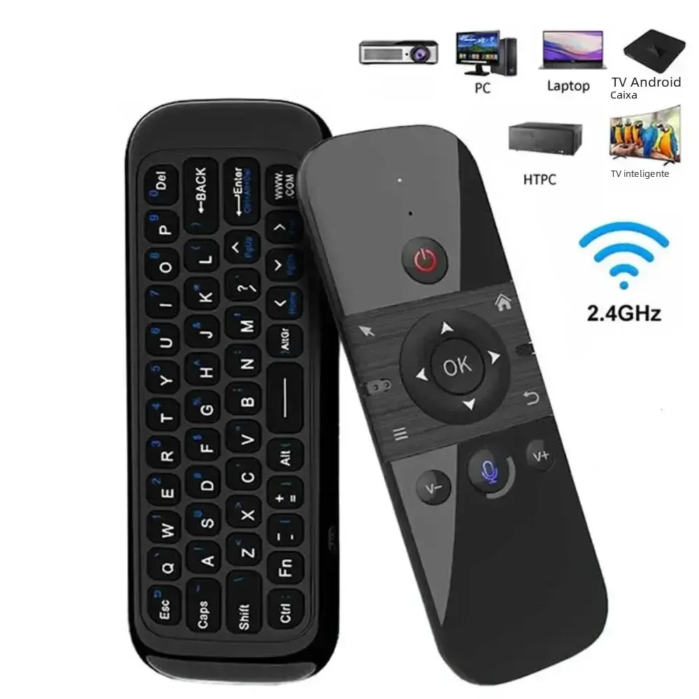 Mouse de voz de ar sem fio 2 em 1 2.4G Bluetooth Mini teclado recarregável Controle Remoto IR Aprendizagem para Smart TV Android TV Box - 1