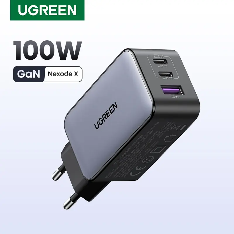 Carregador UGREEN 100W GaN, carregador USB C, QC4.0, carregamento rápido 3.0 para Macbook Air, laptop, tablet, carregador PDFast para iPhone 18, 17, 16 Pro. - 1