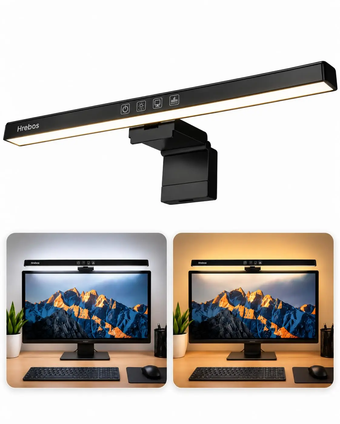 Luminária LED Para Monitor, Barra de Luz Para Computador e Notebook, Com Luz Branca e Amarela, Suporte Ajustável, Timer, Ideal Para Escritório, Home Office, Estudo e Setup
