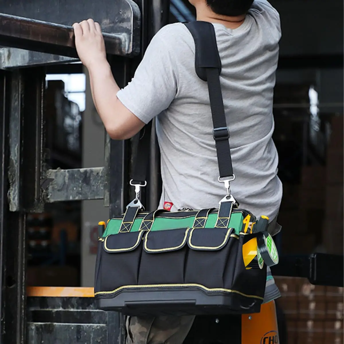 Bolsa de Ferramentas Profissional Impermeável, Organizador Portátil Anti-ruptura e Anti-perfuração, Tecido Oxford e ABS, para Uso Profissional e Diário