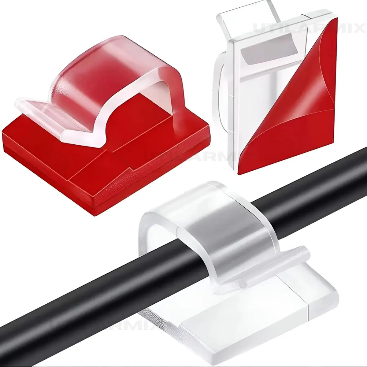 Kit 25 Organizadores De Fios Cabos Cordões Arame TRANSPARENTE Com Adesivo - Clips Organizador Fios Cabos Abraçadeira Autoadesivo Para Escritório Casa Mesa Parede Móveis Aderente Autocolante