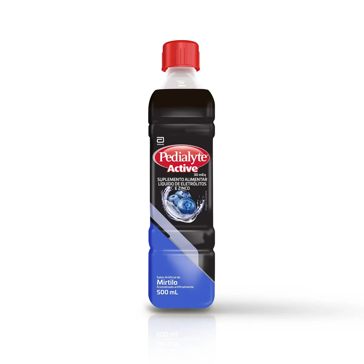 PEDIALYTE Active Bebida para Hidratação com Eletrólitos, Reposição de Líquidos e Sais Minerais, Pronto para Beber, 500ml, Mirtilo