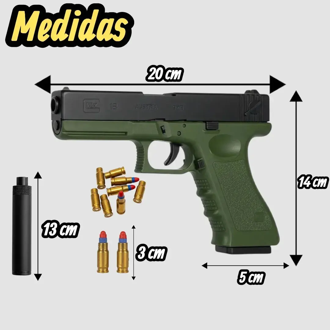 Arma De Brinquedo Pistola Com Dardos E Capsulas Arminha Cor Verde Com Preto thumbnail 6