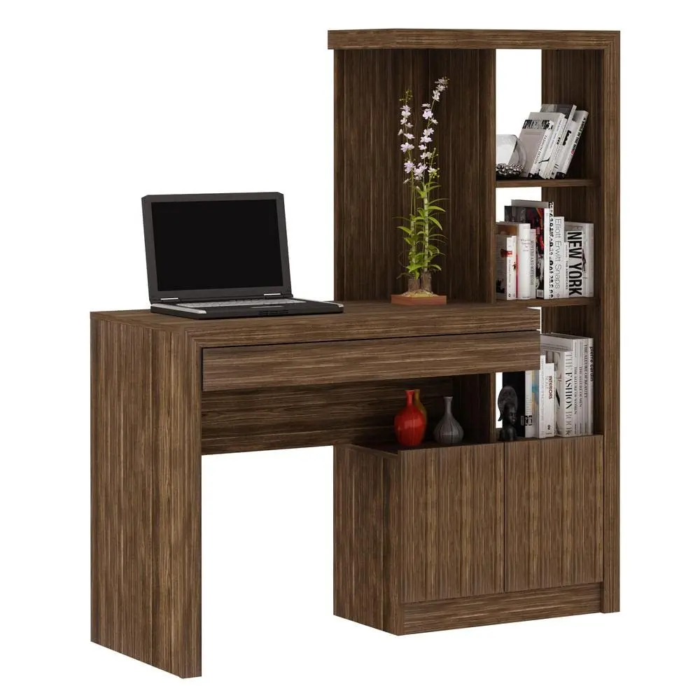 Escrivaninha Estante com 2 Portas e Gaveta Multimóveis Cr25040 Nogal