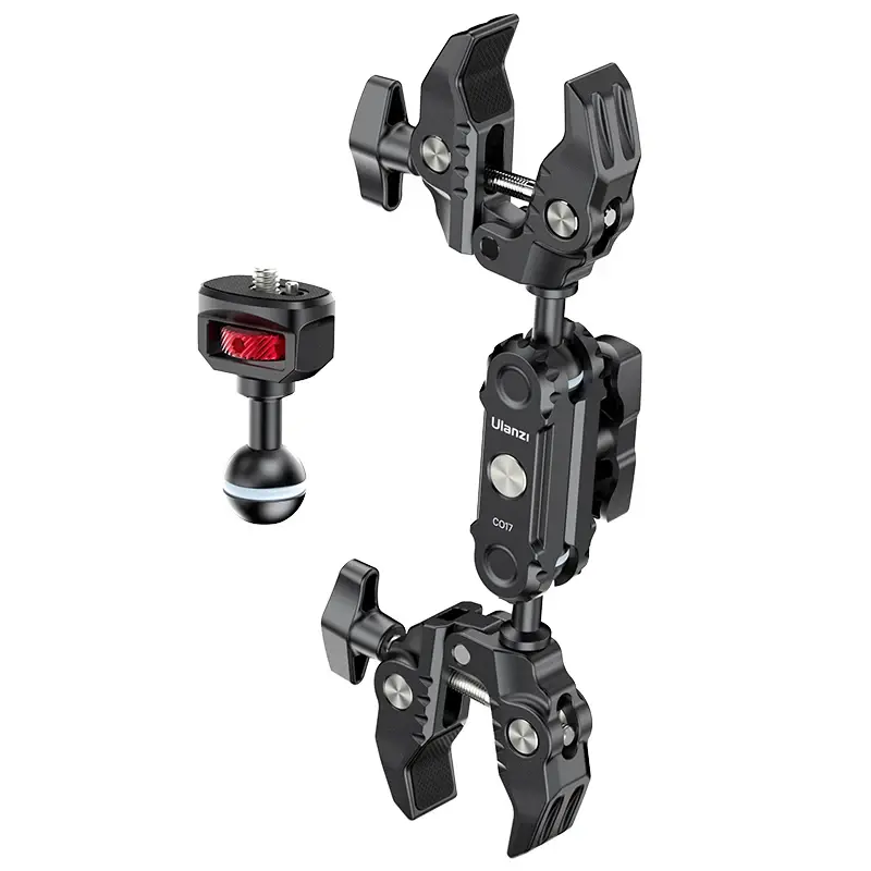 Ulanzi-CO17 Super Clamp com 360 ° Dual Ball Head, adaptador de braço mágico para câmera panorâmica, câmera, guarda-chuva, luz LED, corrimão tubular, bicicleta