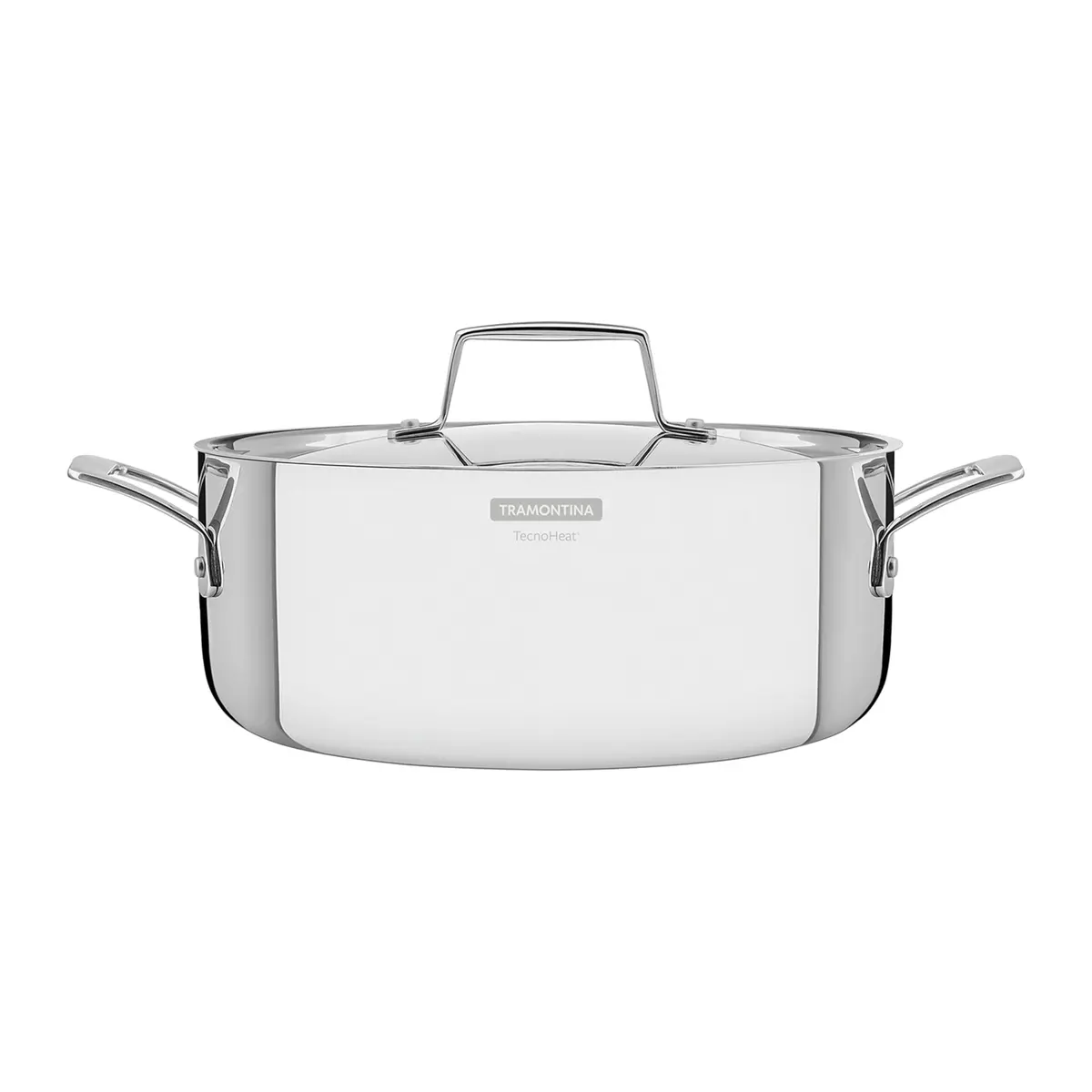 Tramontina Caçarola Grano Rasa em Aço Inox Corpo Triplo com Tampa e Alças 24 cm 4,7 L