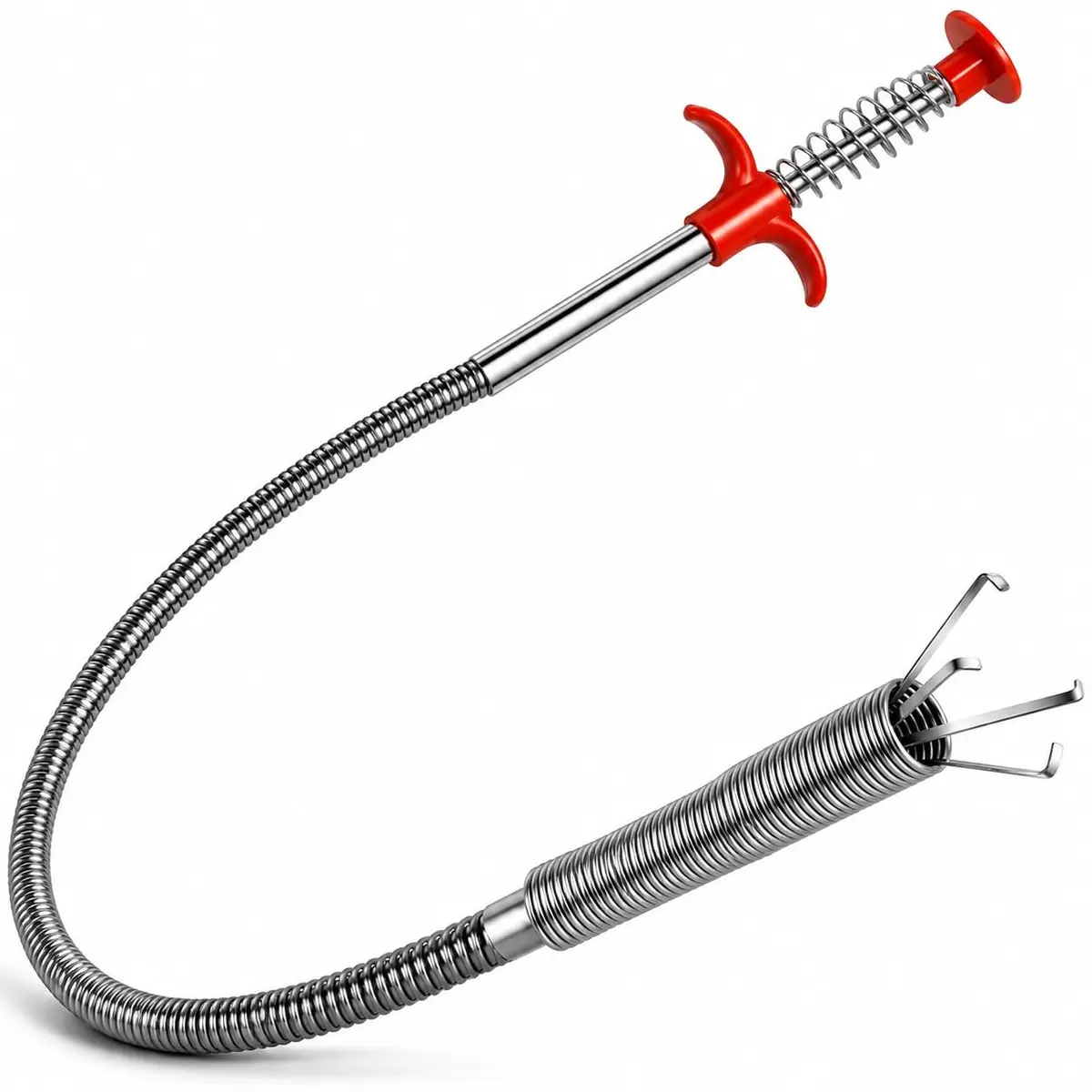 Desentupidor Garra Retrátil Flexível Pega Cabelo 90cm Inox Pia Ralo e Cano