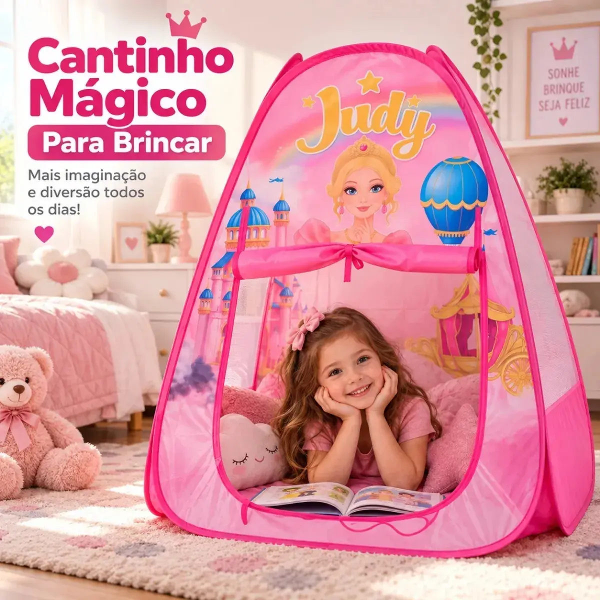 Barraca Toca Infantil Menina Cabana Tenda Princesa Criança Princesa Judy Cabaninha - 1