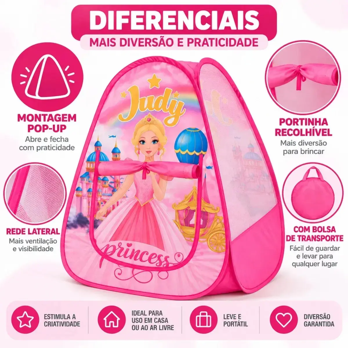 Barraca Toca Infantil Menina Cabana Tenda Princesa Criança Princesa Judy Cabaninha thumbnail 2