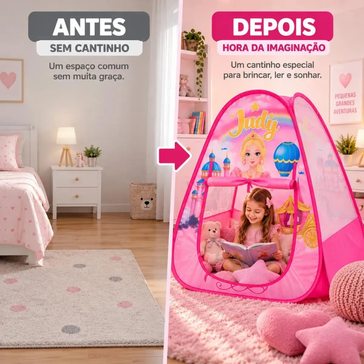 Barraca Toca Infantil Menina Cabana Tenda Princesa Criança Princesa Judy Cabaninha thumbnail 8