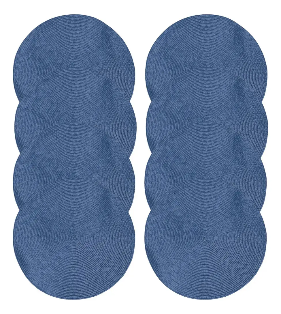 Kit 8 Peças Jogo Americano Redondo 38cm Cor Azul-marinho Lisa - 1