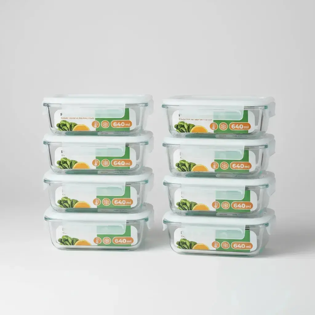 Kit 10 Potes Herméticos De Vidro 640ml Haushop Tampa Vedação Firme Para Geladeira E Despensa Organização Da Cozinha thumbnail 6