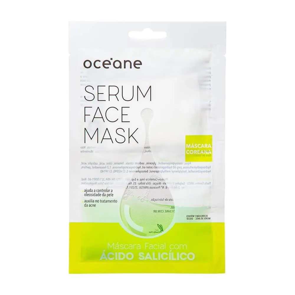 Máscara Facial em Sérum Océane, Com Ácido Salicílico, 20ml