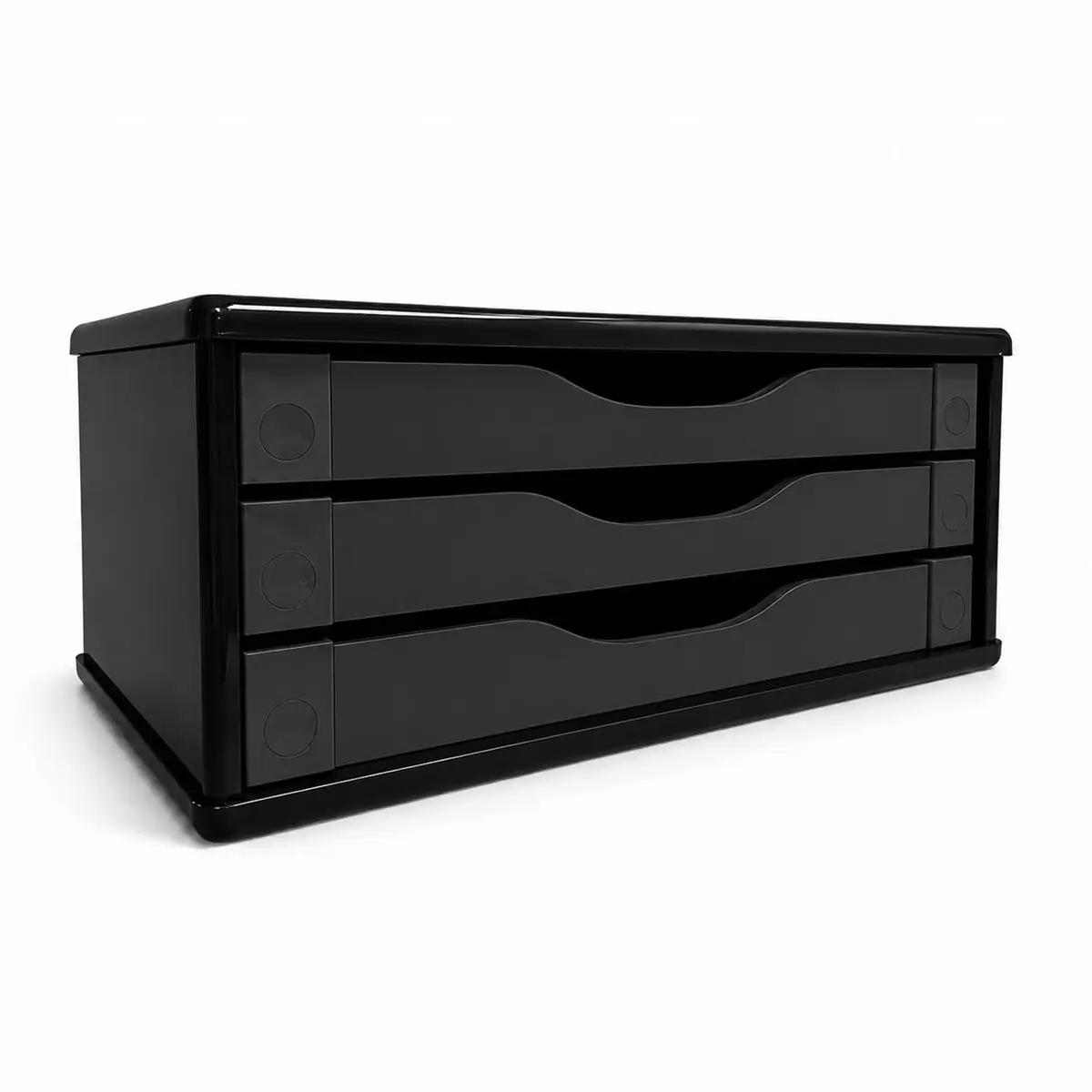 Suporte para Monitor Souza & Cia, Preto Piano, 3 Gavetas | MDF, Organizador de Mesa Ergonômico