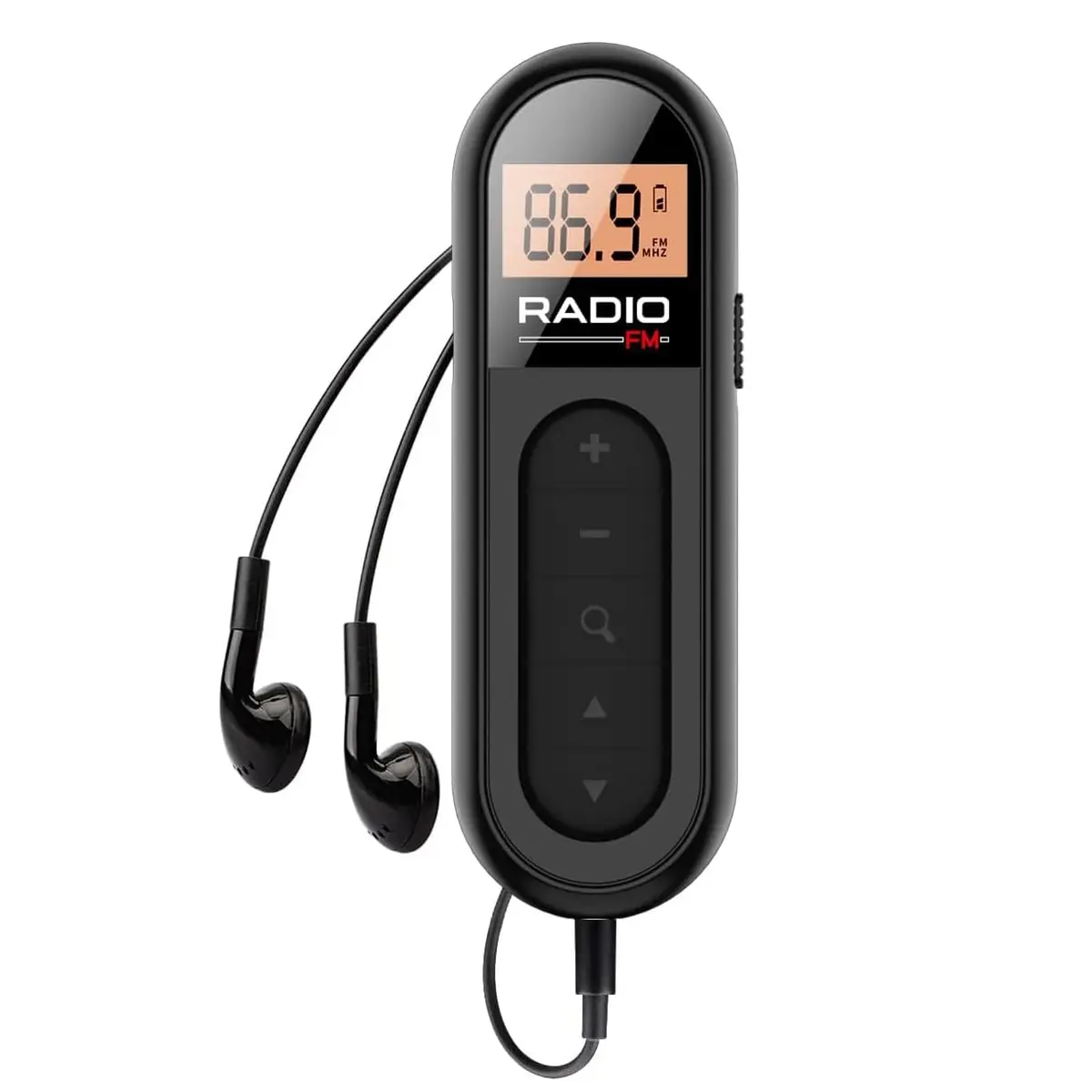 Rádio FM Mini Pocket 76-108 Mhz Recarregável Lavalier (Preto)