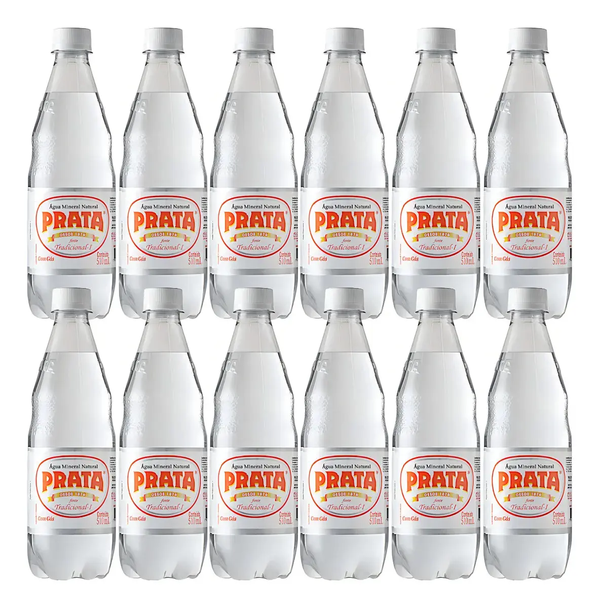Água Mineral Com Gás Prata Garrafa 510ml Pack C/12 Un