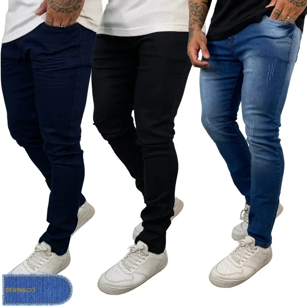Kit Calças Jeans Masculina Skinny para trabalho costura reforçada Original - 1